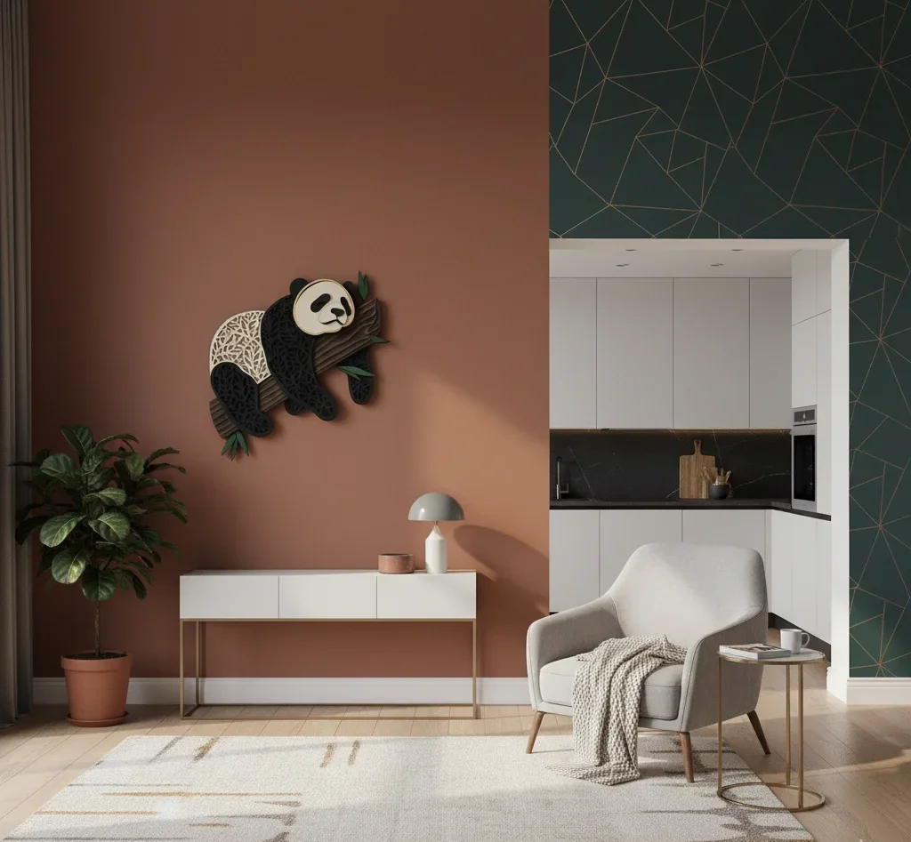 Laser-Cut Panda Wall Art – Wooden Layered Design - Image 5