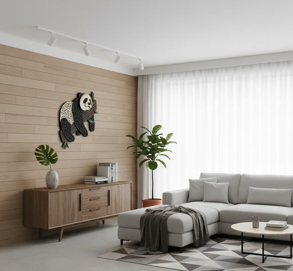 Laser-Cut Panda Wall Art – Wooden Layered Design - Image 3