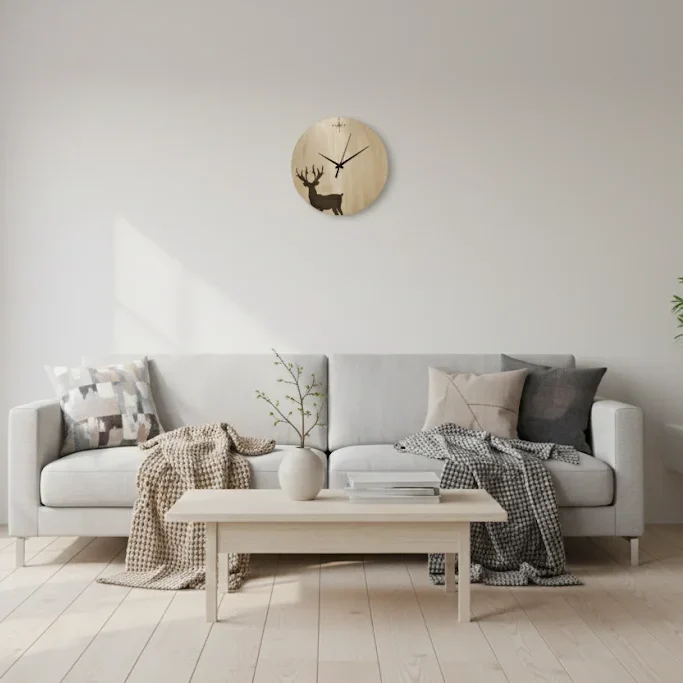 Wooden Deer Design Wall Clock – 15 Inch