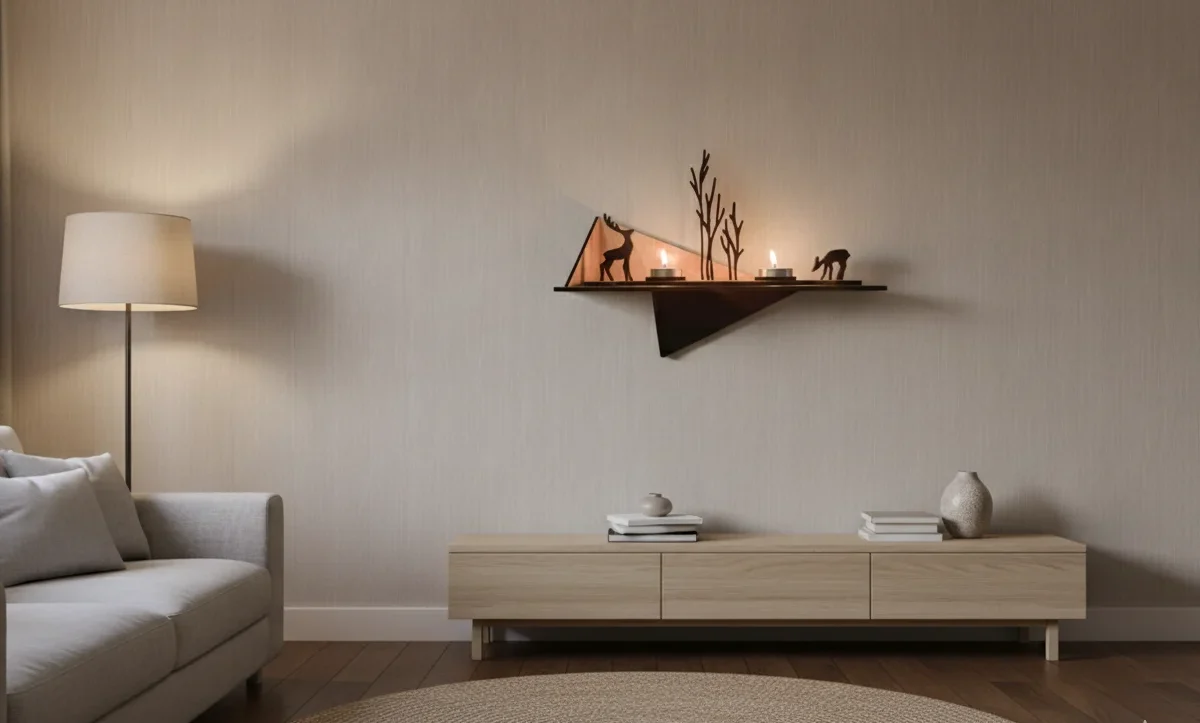 Wooden Wall Art Candle Holder - Image 4