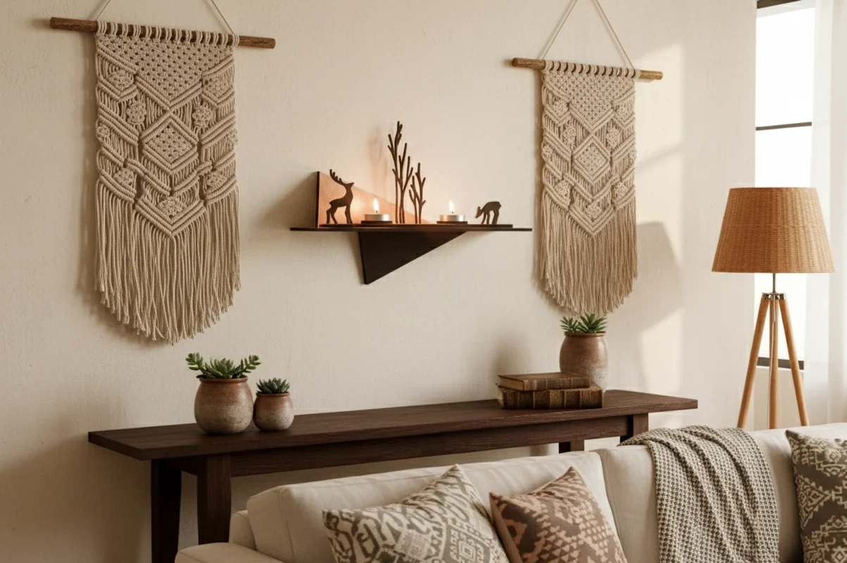 Wooden Wall Art Candle Holder - Image 2