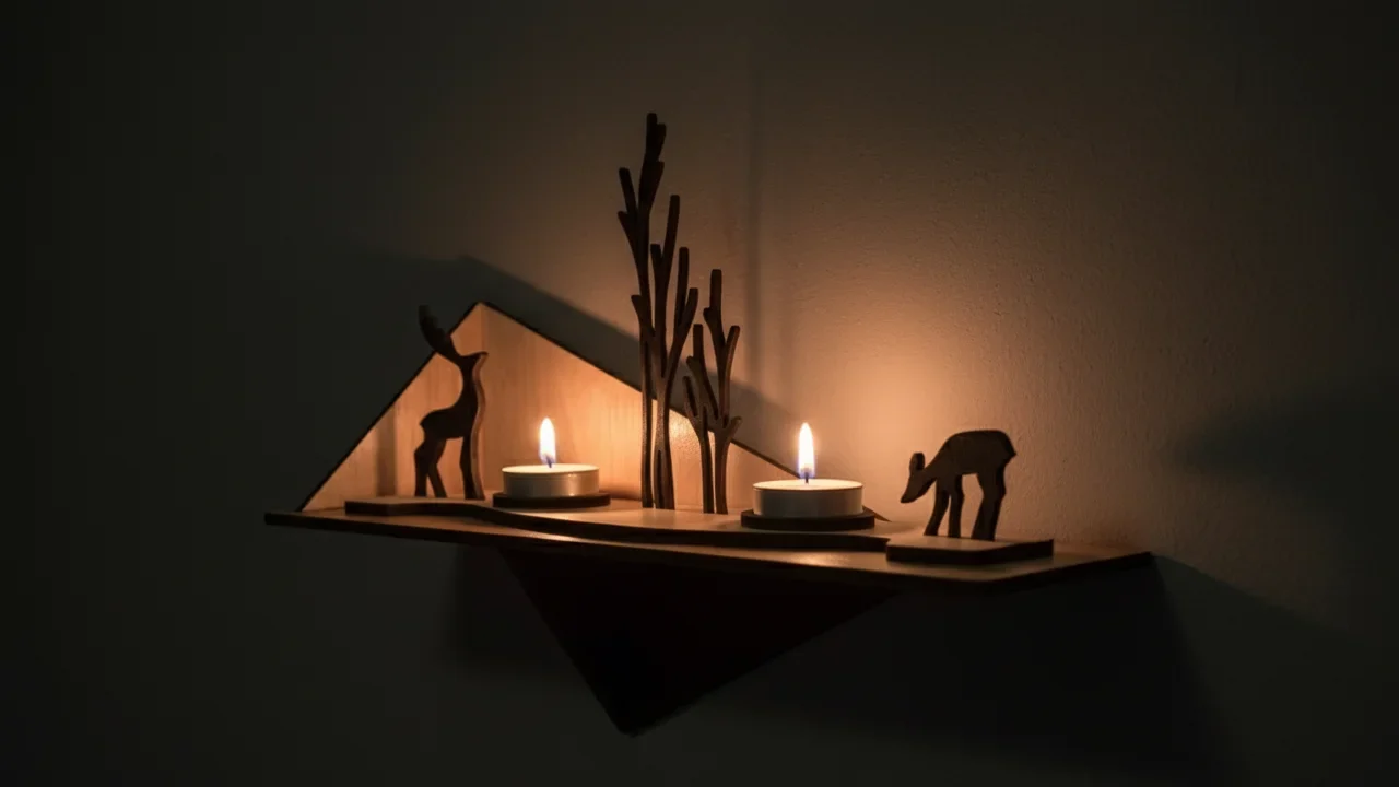 Wooden Wall Art Candle Holder