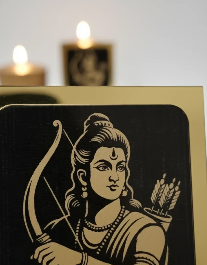 Divine Wooden Wall Art – Lord Ram with Bow - Image 4