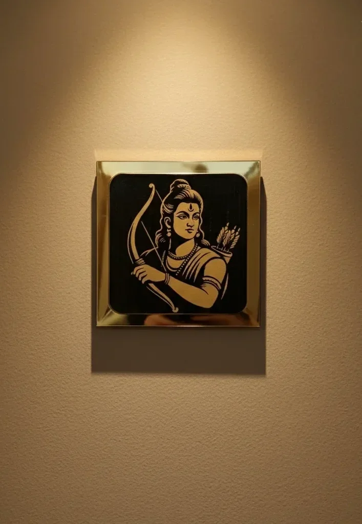 Divine Wooden Wall Art – Lord Ram with Bow - Image 3