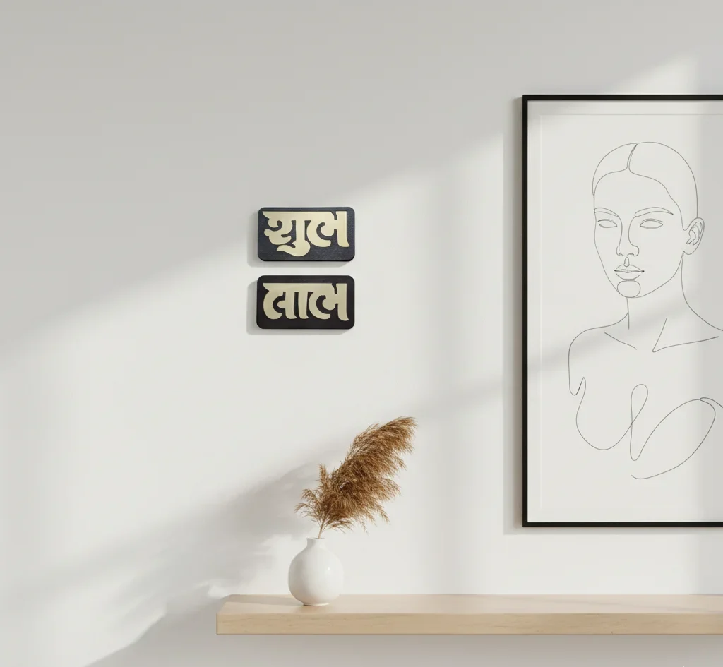Shub - Labh Wooden Plate – Gujarati Text - Image 3