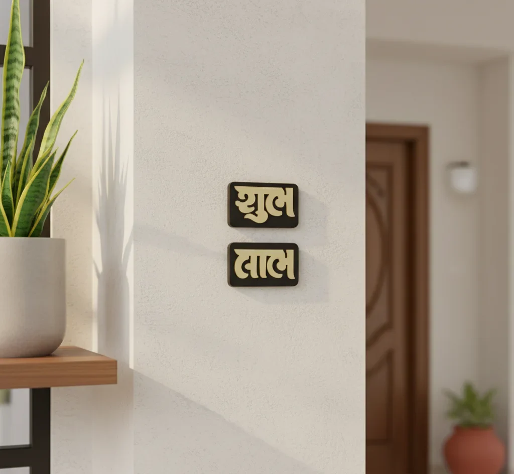 Shub - Labh Wooden Plate – Gujarati Text