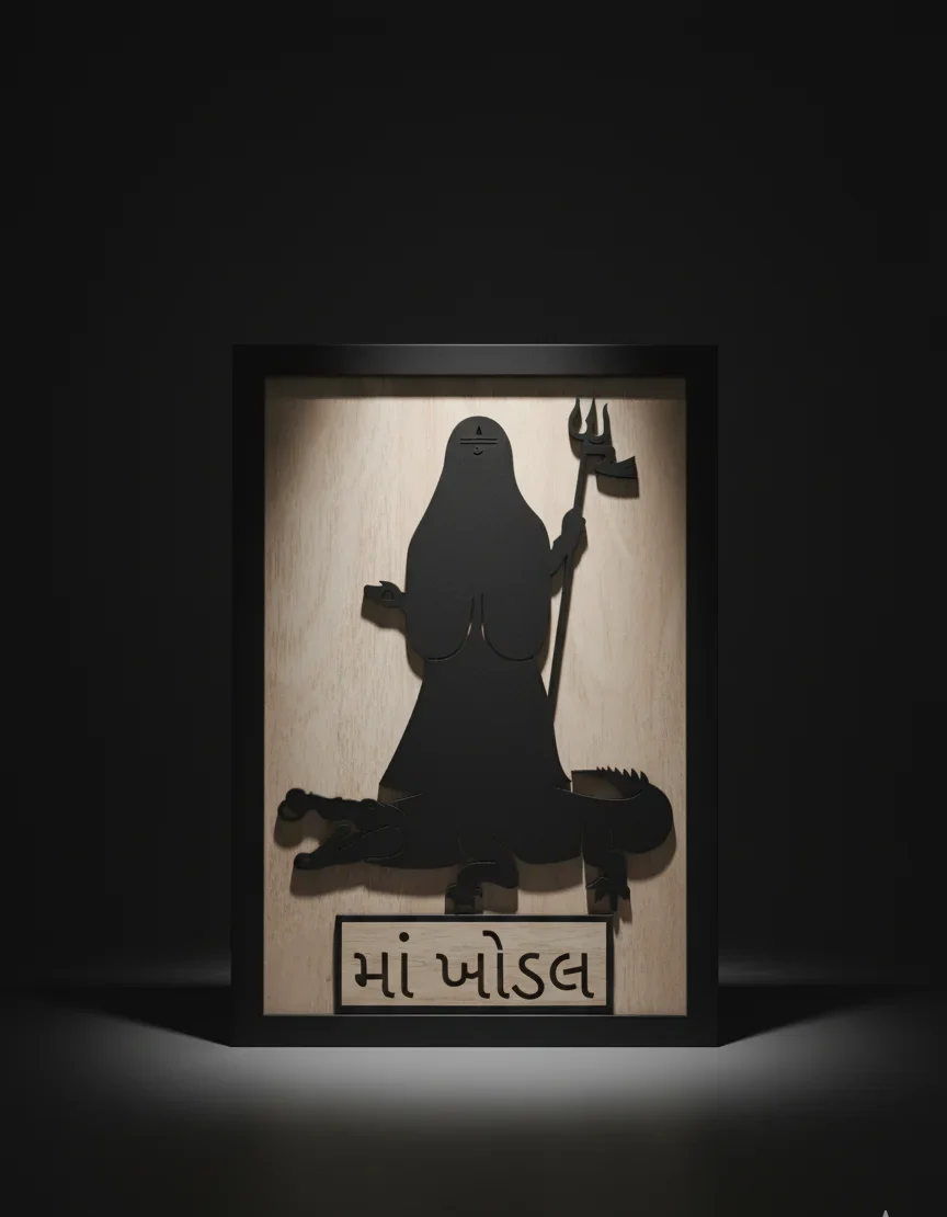 Maa Khodal Wooden Wall Art | MDF Wood Religious Wall Hanging - Image 3