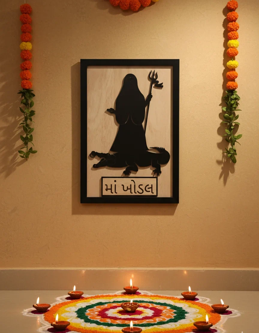 Maa Khodal Wooden Wall Art | MDF Wood Religious Wall Hanging - Image 2