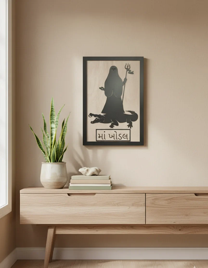 Maa Khodal Wooden Wall Art | MDF Wood Religious Wall Hanging