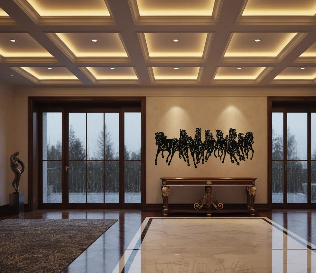 Seven Running Horses Wooden Wall Art - Image 2