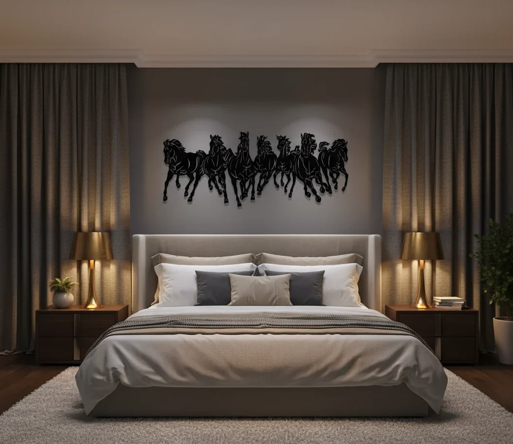 Seven Running Horses Wooden Wall Art - Image 3