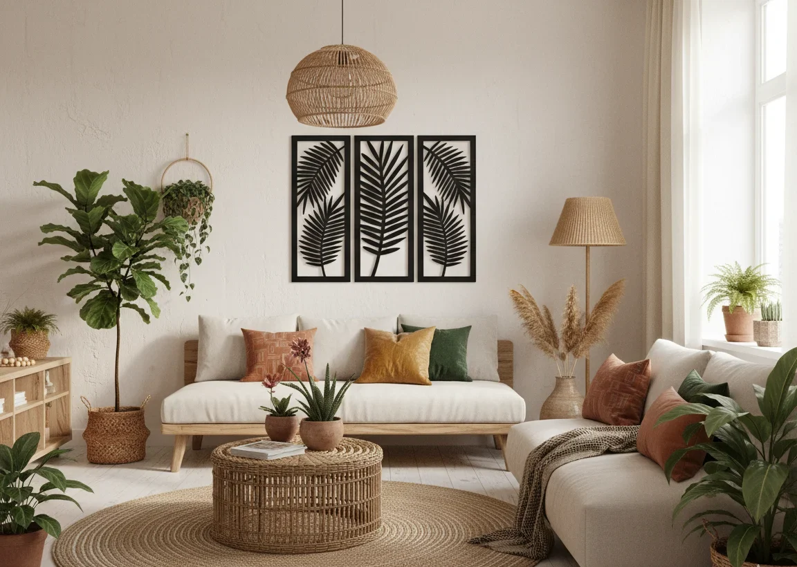 Tropical Leaf Trio – Modern MDF Wall Art Set