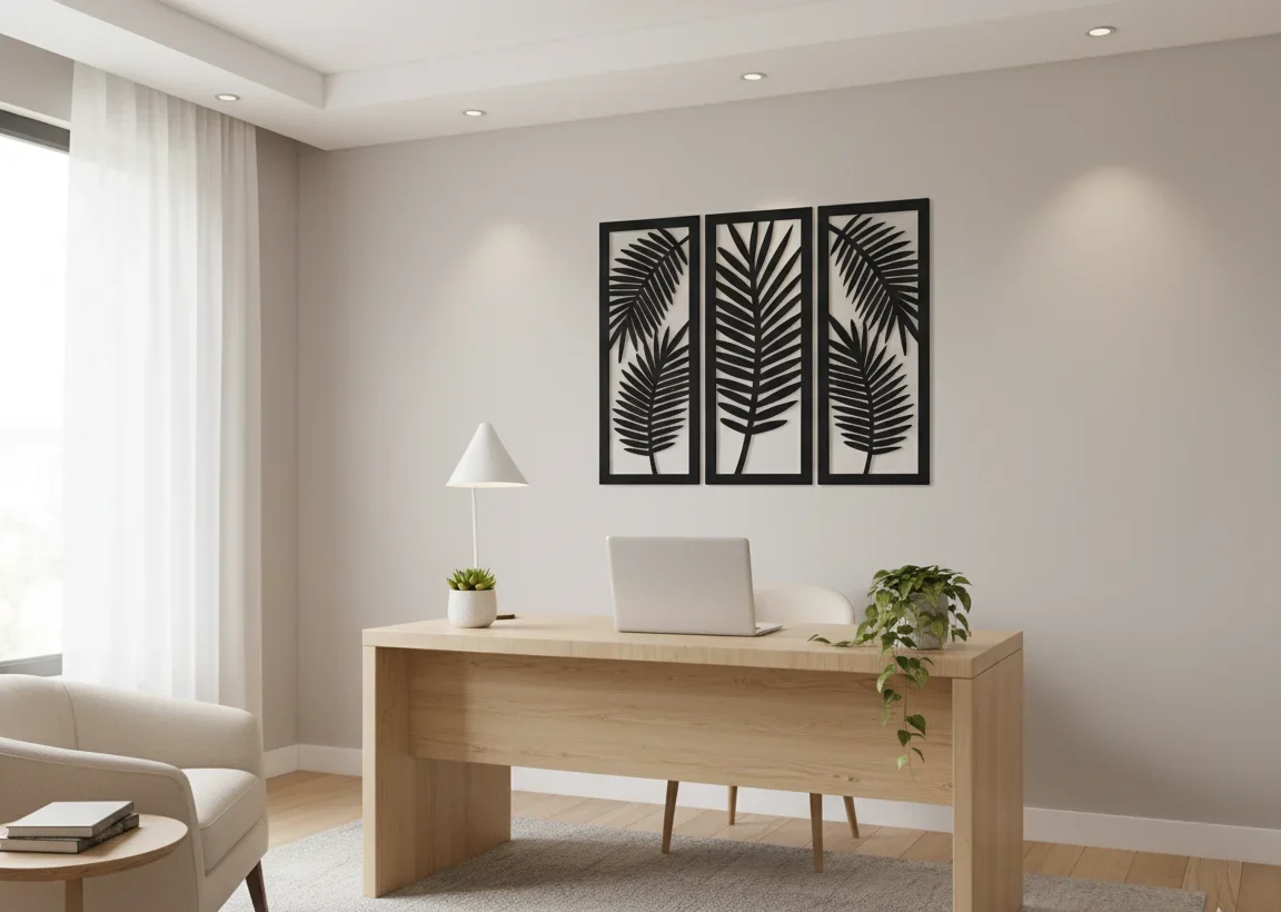 Tropical Leaf Trio – Modern MDF Wall Art Set - Image 5