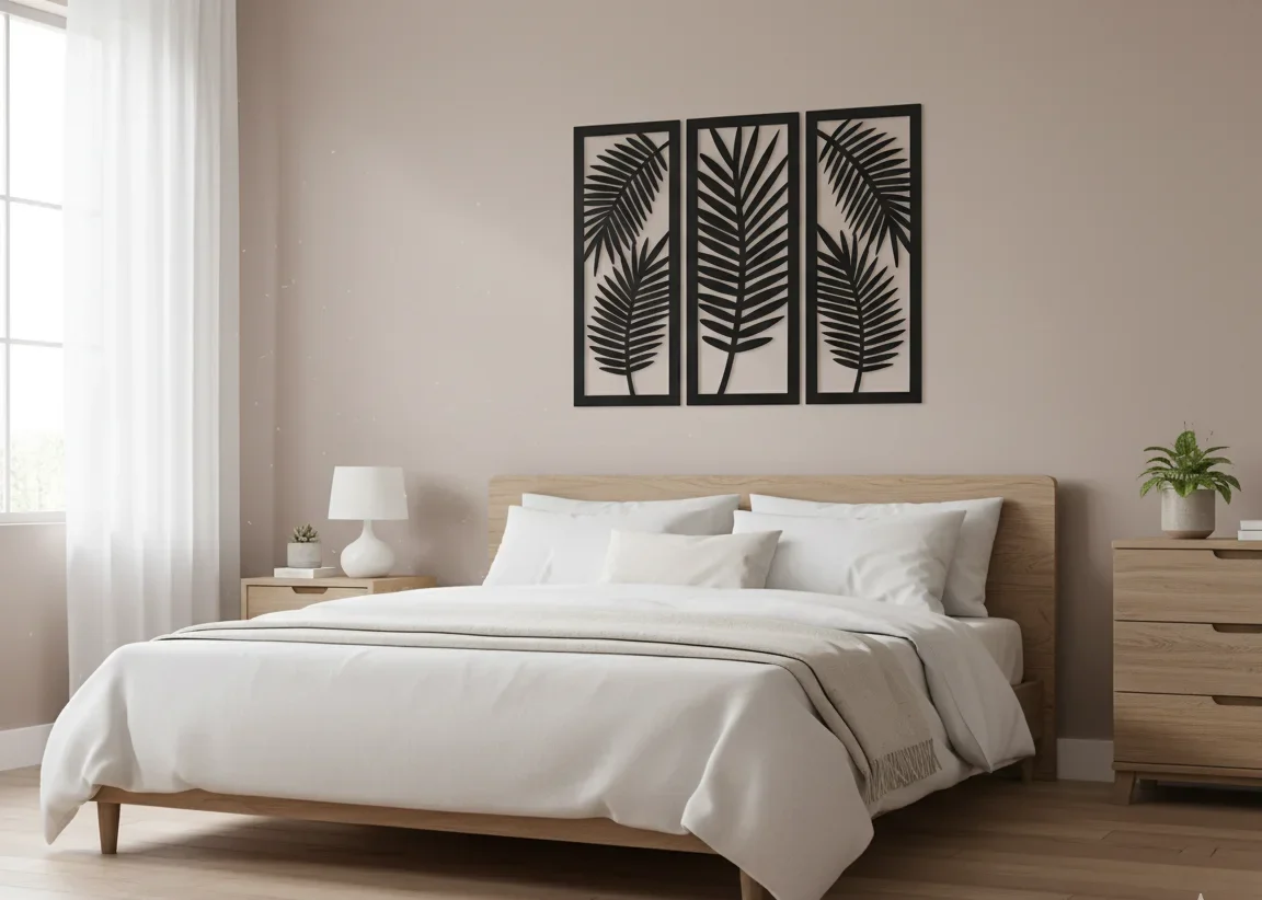 Tropical Leaf Trio – Modern MDF Wall Art Set - Image 3