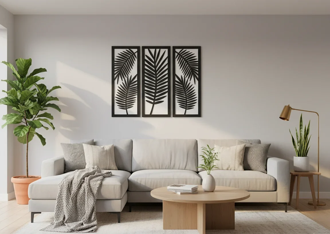 Tropical Leaf Trio – Modern MDF Wall Art Set - Image 2