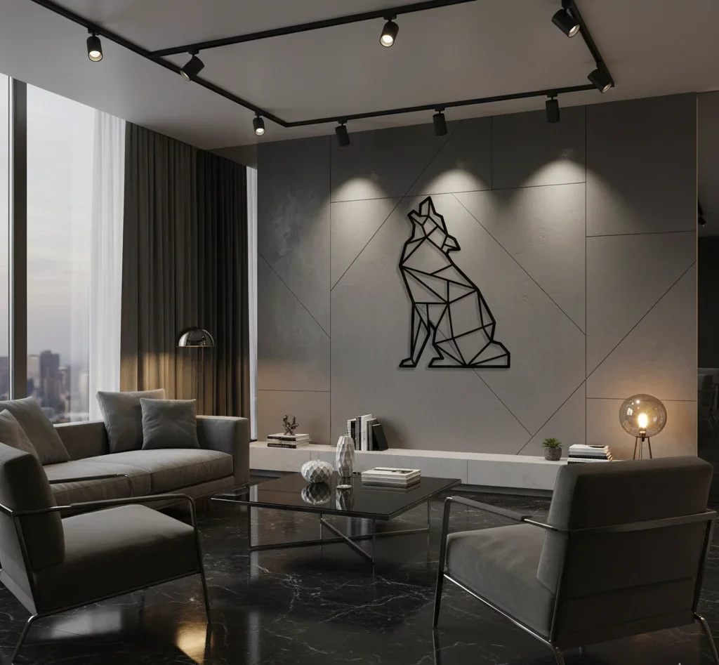 Geometric Wolf Wall Art – Modern MDF Wooden Wall Décor - Image 4